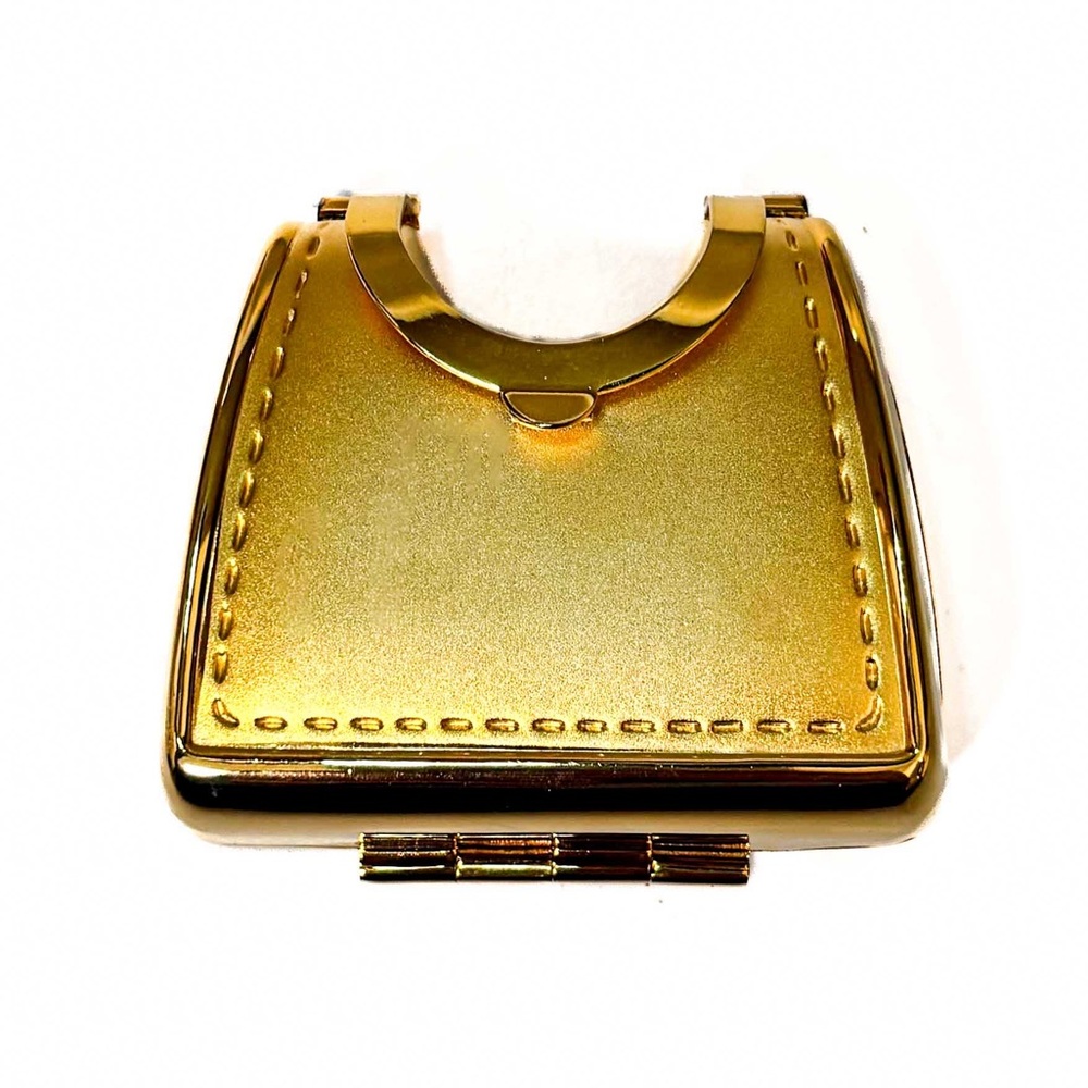NEW - Chic Gold Metal Hinged Clasp Pill Box / Mini Bag Purse Vintage Inspired